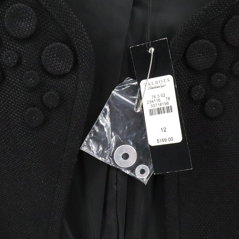 NWT Talbots Black Applique Cropped Bolero Jacket Linen Cotton 12 - Picture 6 of 6